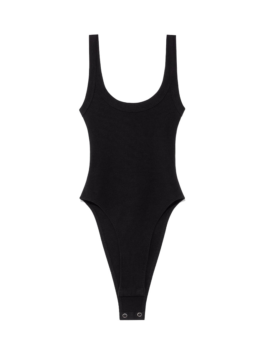 GLOWNY G Scoop Neck Bodysuit (Black)