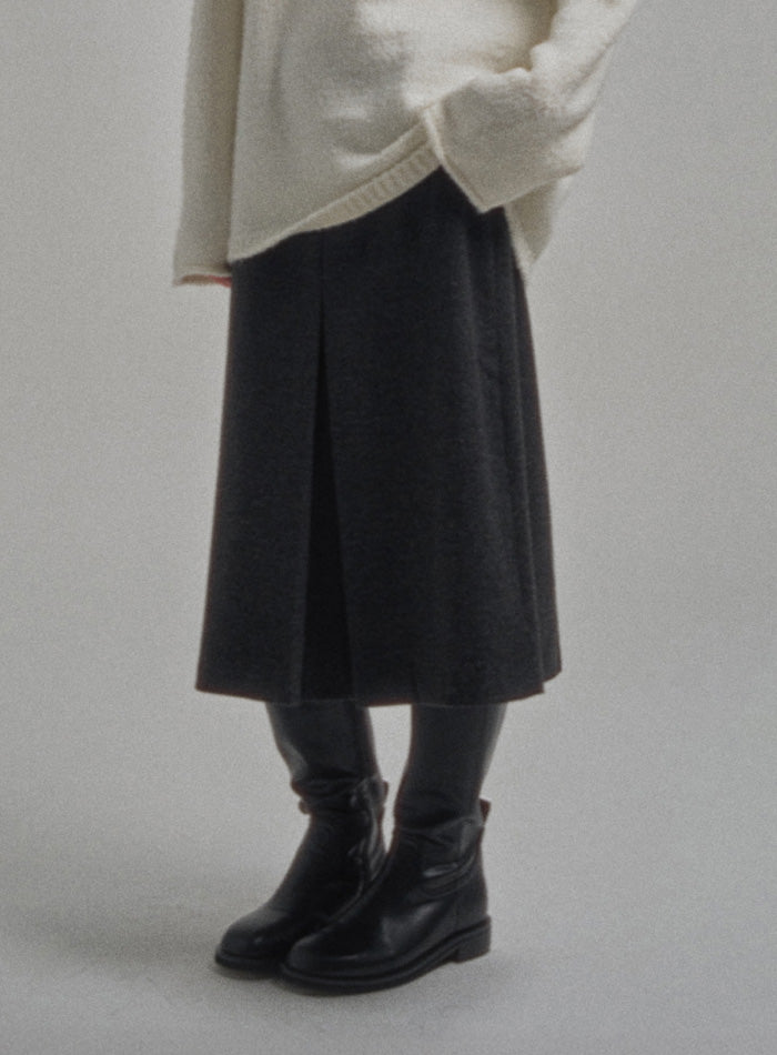 Mango Maniplease Reiny Wool Skirt Charcoal