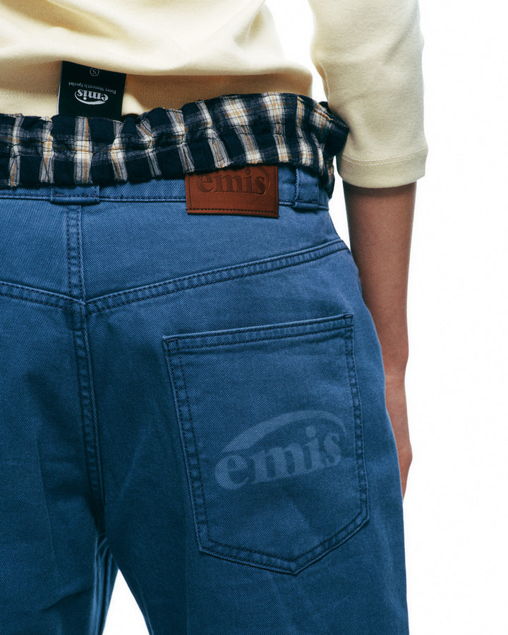 EMIS Drawstring Cotton Jeans-Blue