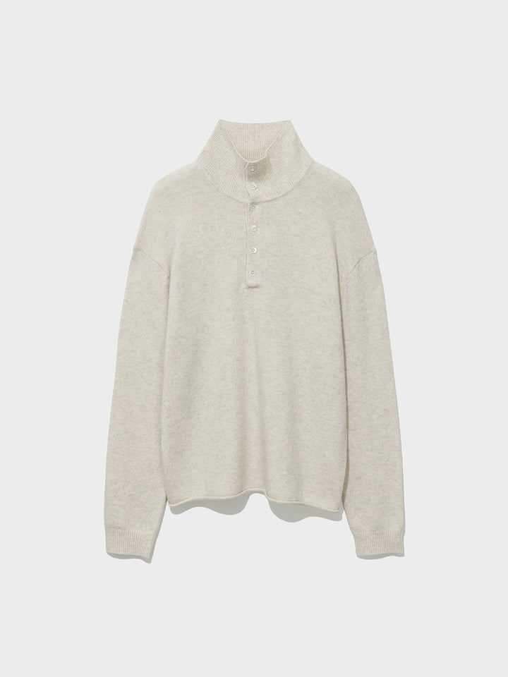 Low Classic Wool Blend High-Neck Sweater Oatmeal