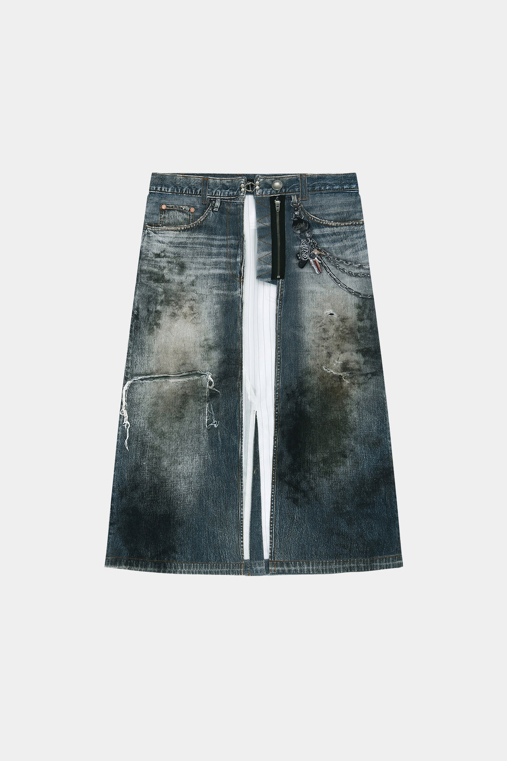 Andersson Bell Denim Trompe-L'Oeil Graphic Wrap Skirt Blue)