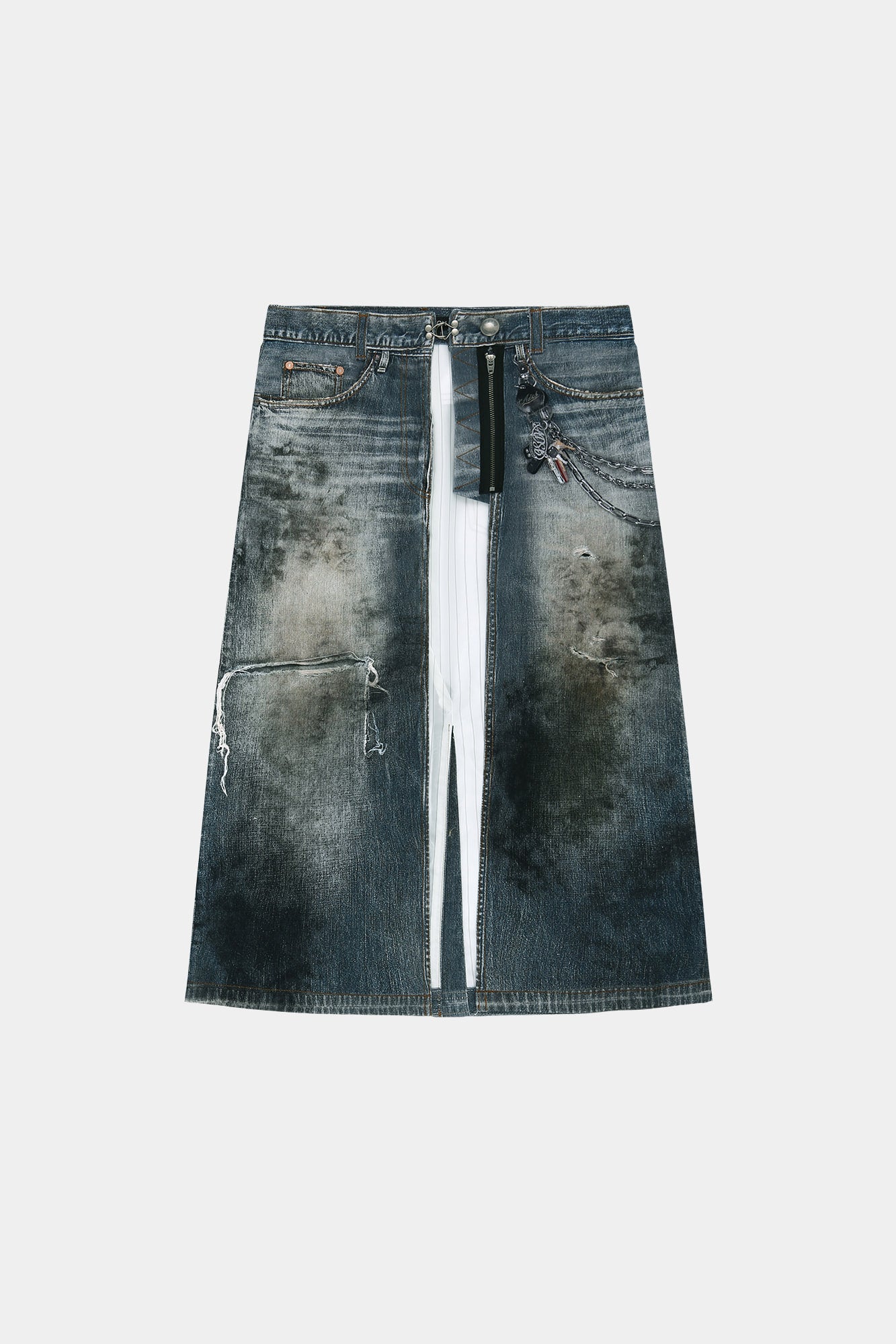 Andersson Bell Denim Trompe-L'Oeil Graphic Wrap Skirt Blue)