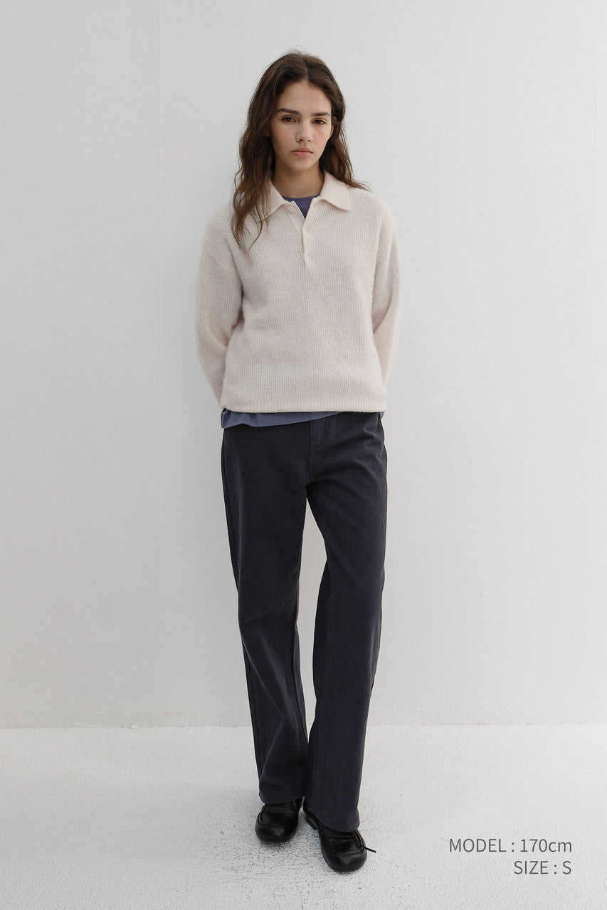 Dunst Unisex Hairy Collared Sweater Ivory