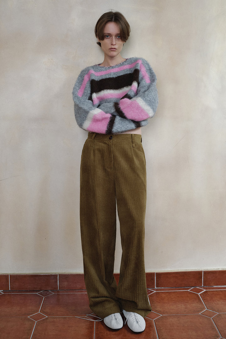Overdueflair Vintage Corduroy Wide Pants Olive Green