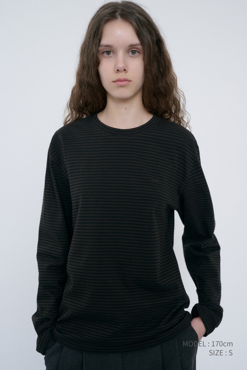 Dunst Unisex Muted Striped T-Shirt Brown