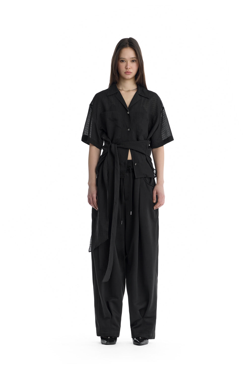 Treemingbird Tie Waist Shirt Black