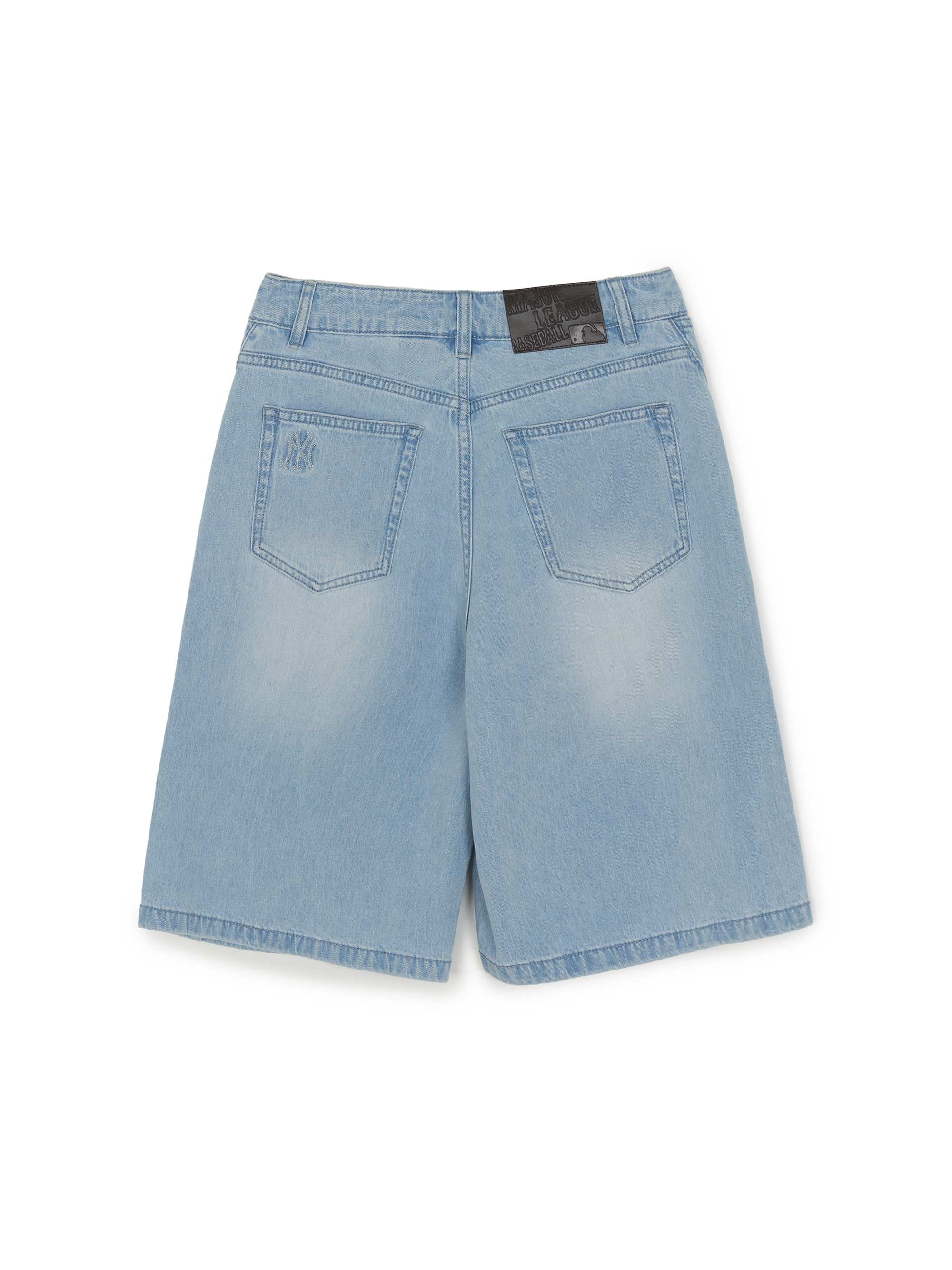 MLB Korea Women's Basic Small Logo 9in Curved Denim Shorts
