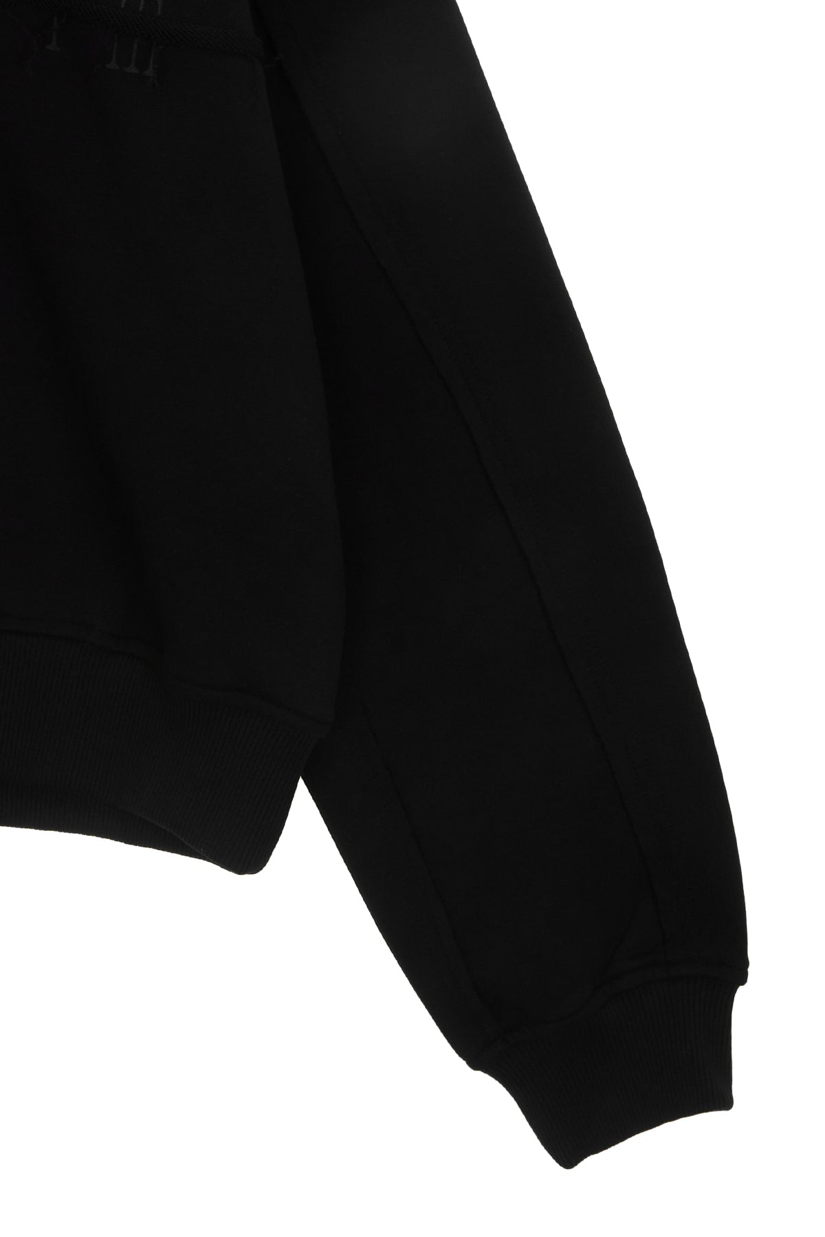 [matinkim] CUTTED LOGO HALF ZIP SWEATSHIRT IN BLACK