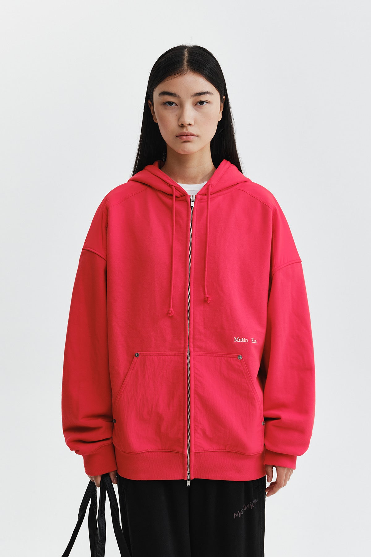 Matinkim Color Block Hoody Zip UP IN Red