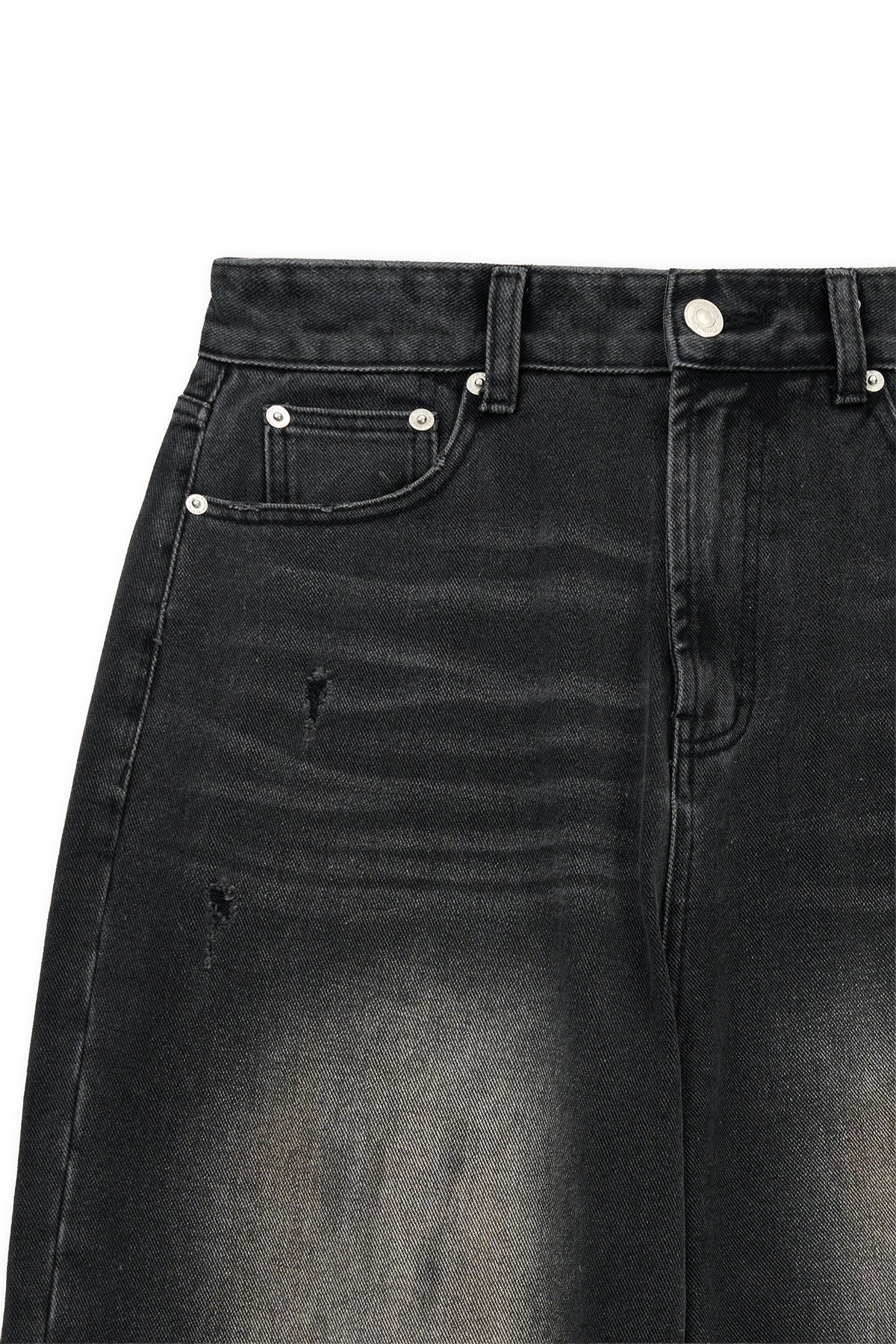 [matinkim] VINTAGE DIRTY WASHED DENIM PANTS IN BLACK