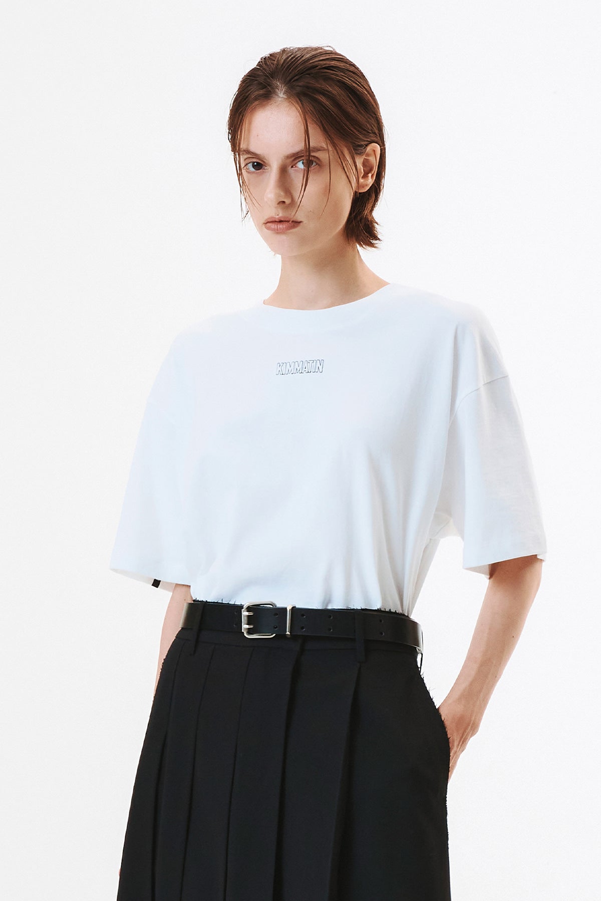 Matinkim Matin Kim Logo Embroidery Oversize Top IN White