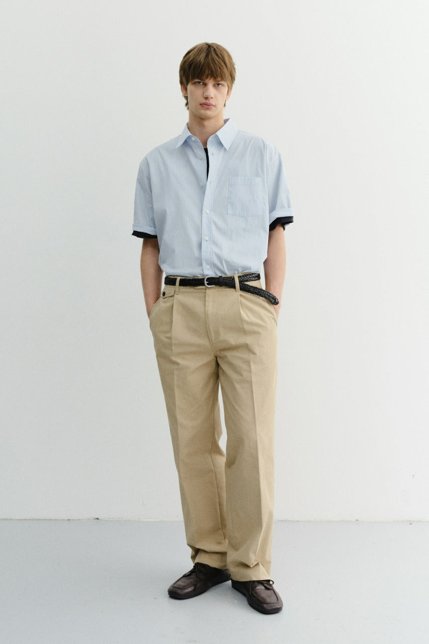 Dunst Unisex Oversized Half Sleeve Striped Shirt Soft Blue Stripe