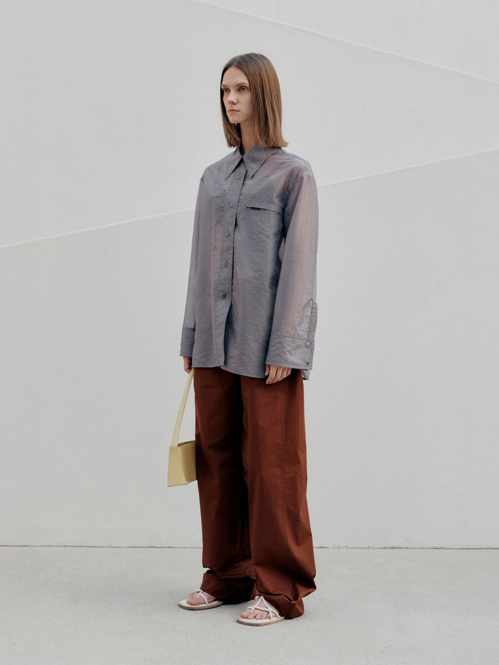 Low Classic See-Through Stitch Shirt Deep Purple