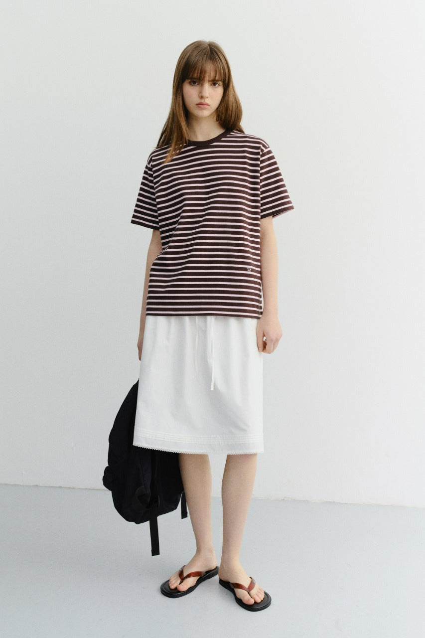 Dunst Unisex Striped T-Shirt Brown Pink