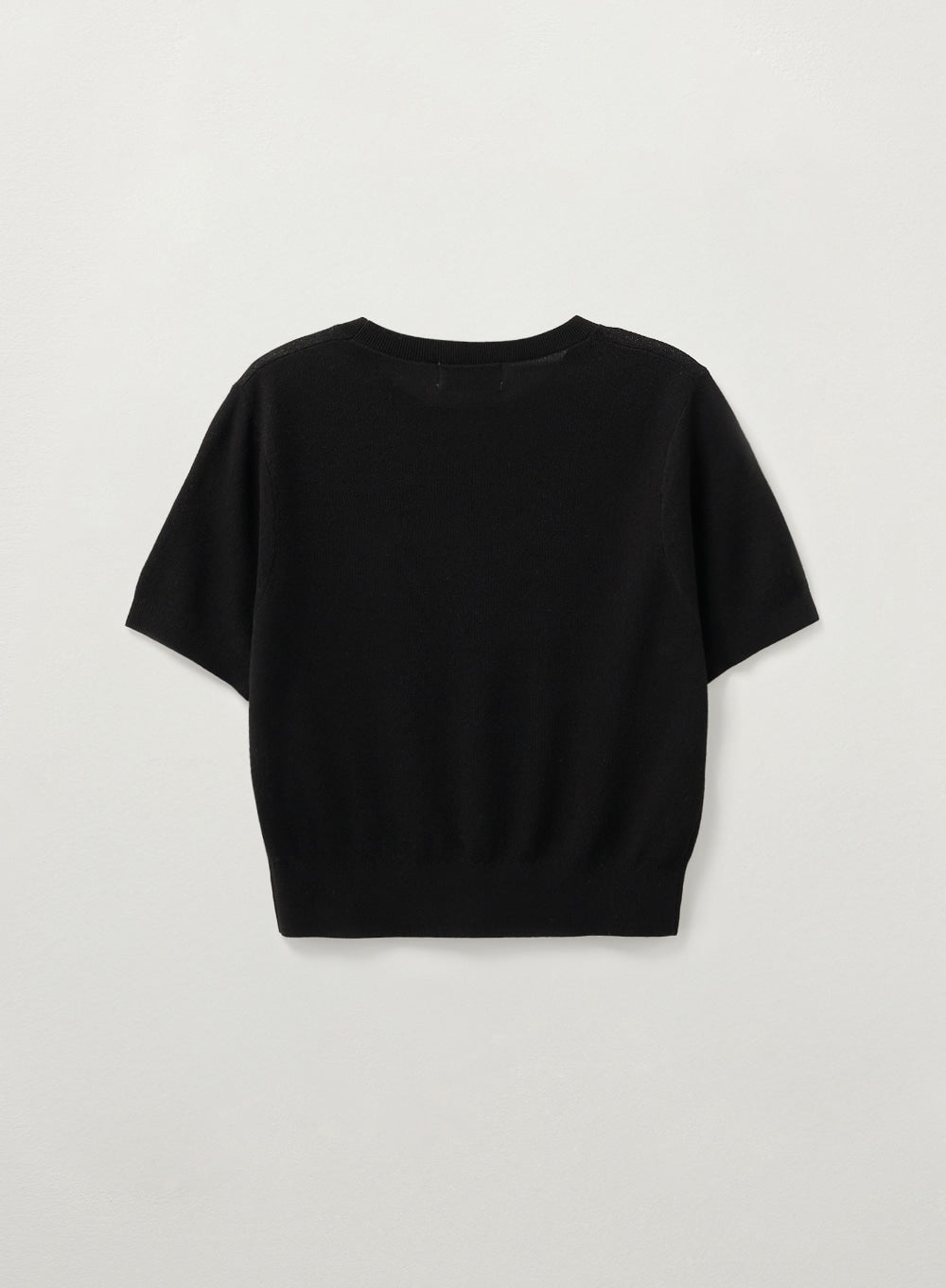 [satur] (W) Light Weight Crew Neck Half Knit - Black