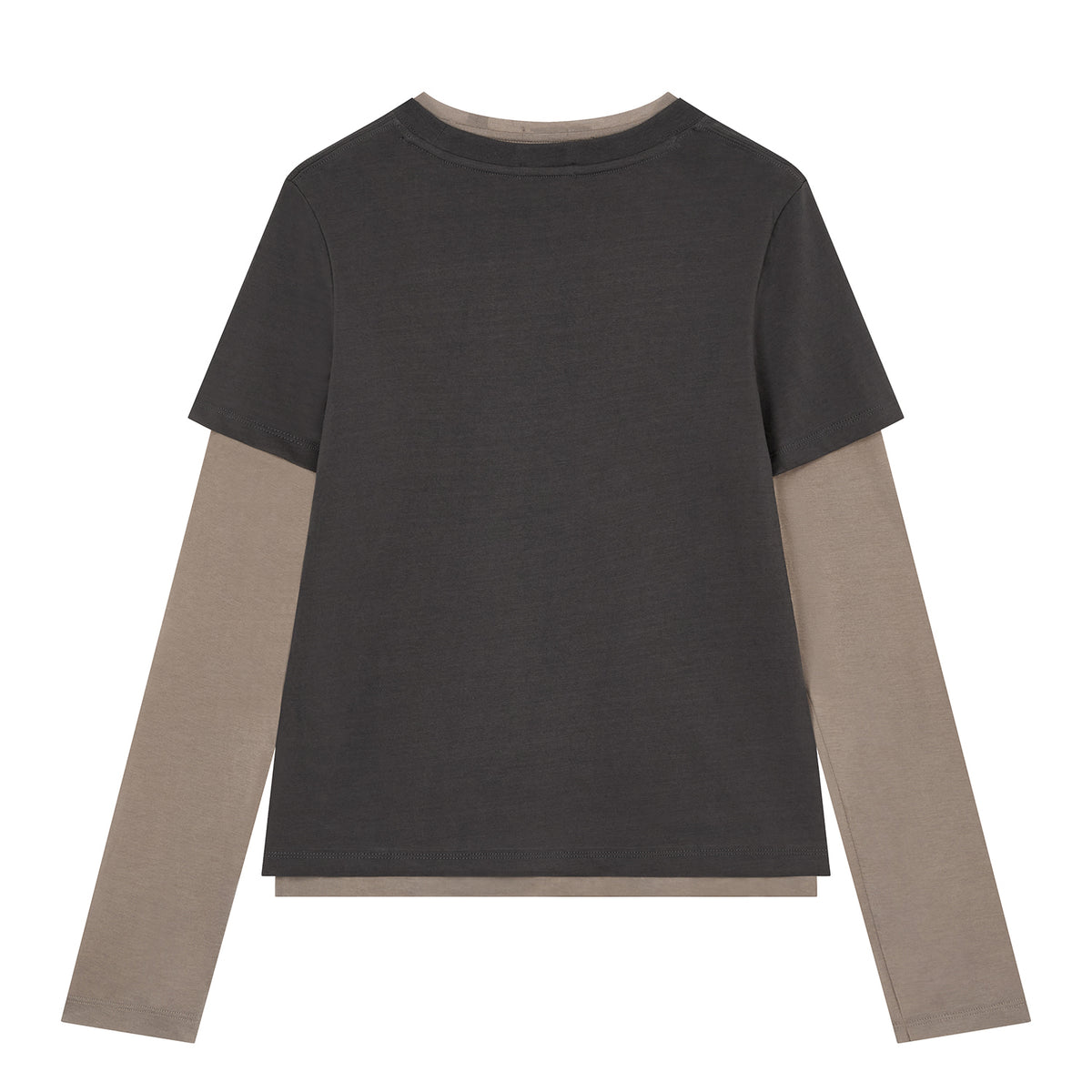Vunque Romantic Goth Layered T-shirt Charcoal Beige