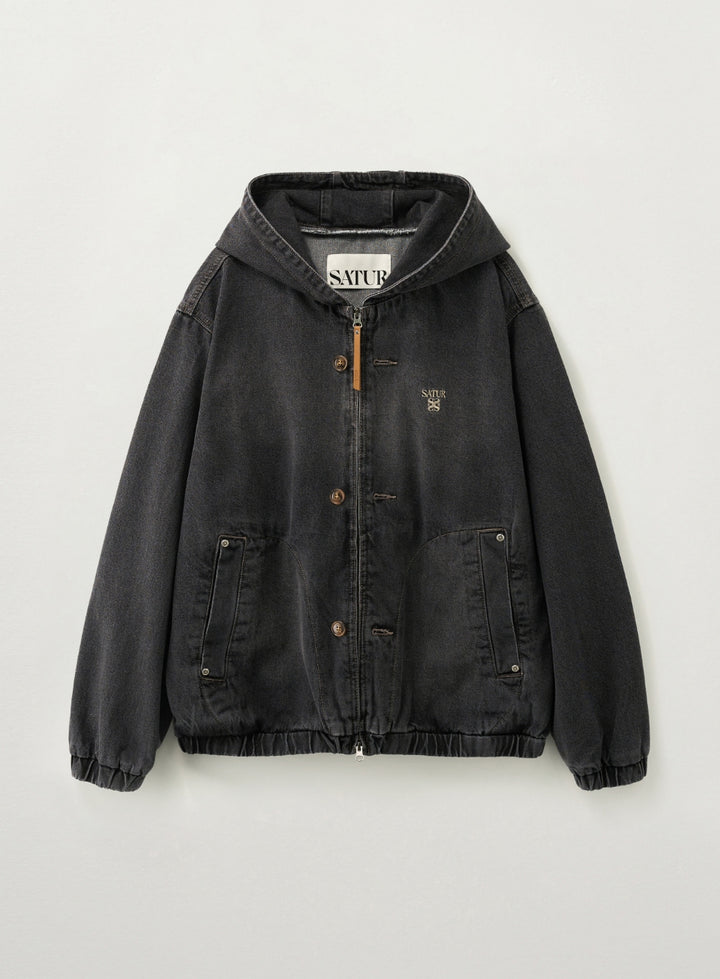 Satur Teo Denim Blouson Jacket - Gray