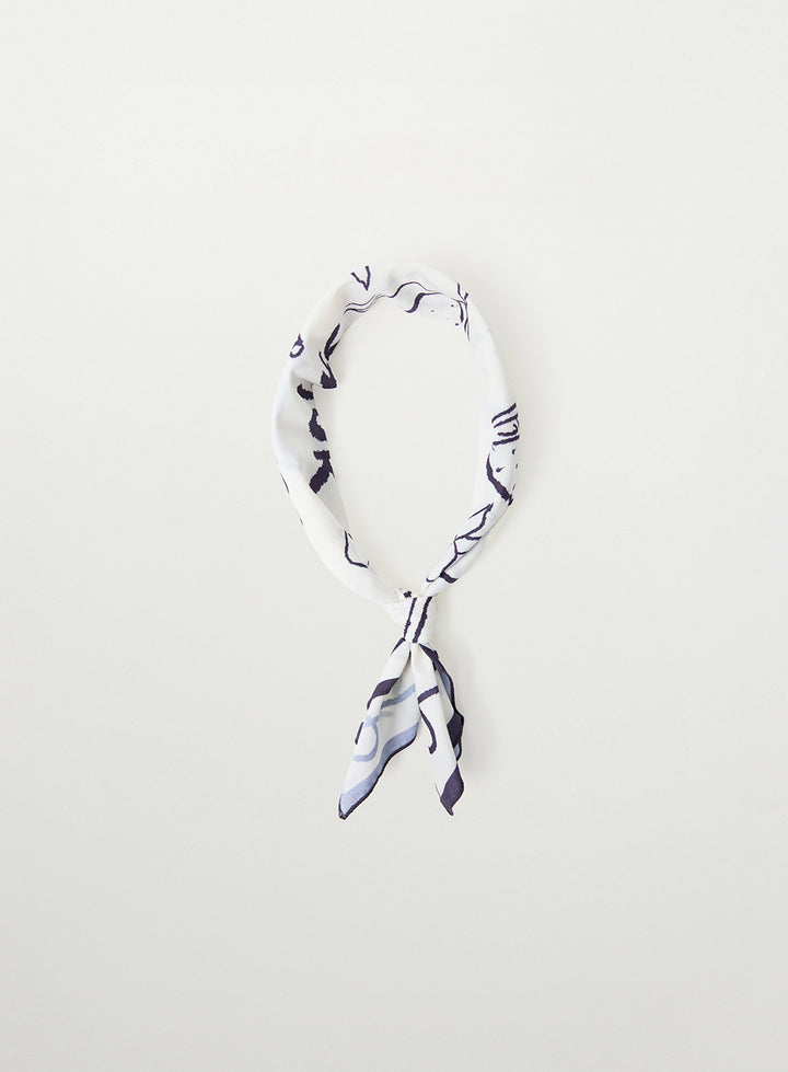 Satur Hand Drawing Graphic Scarf - Navy