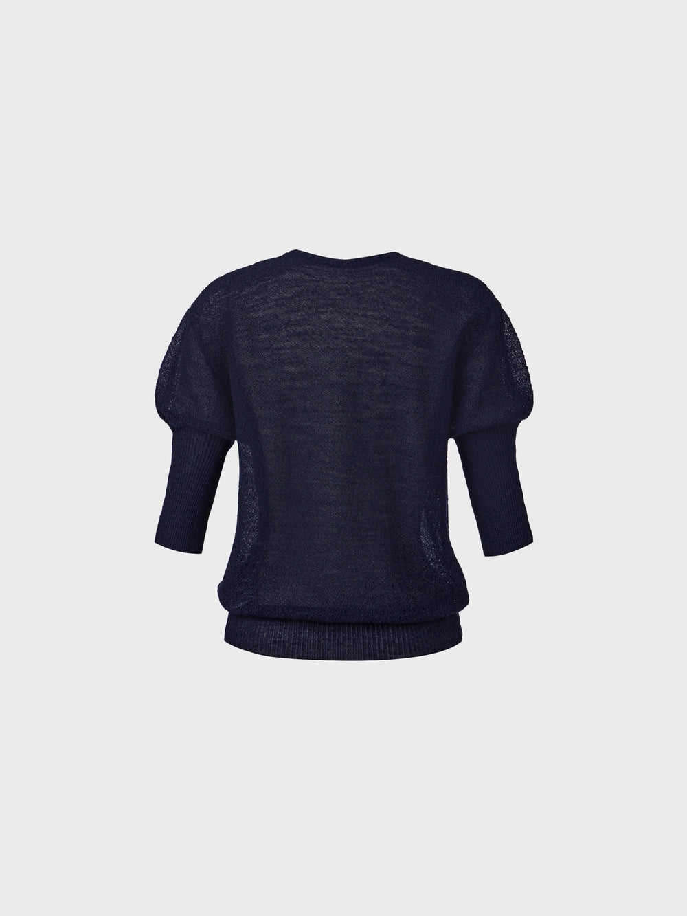 EENK Sheer Short Sleeve Knitwear Top - Navy