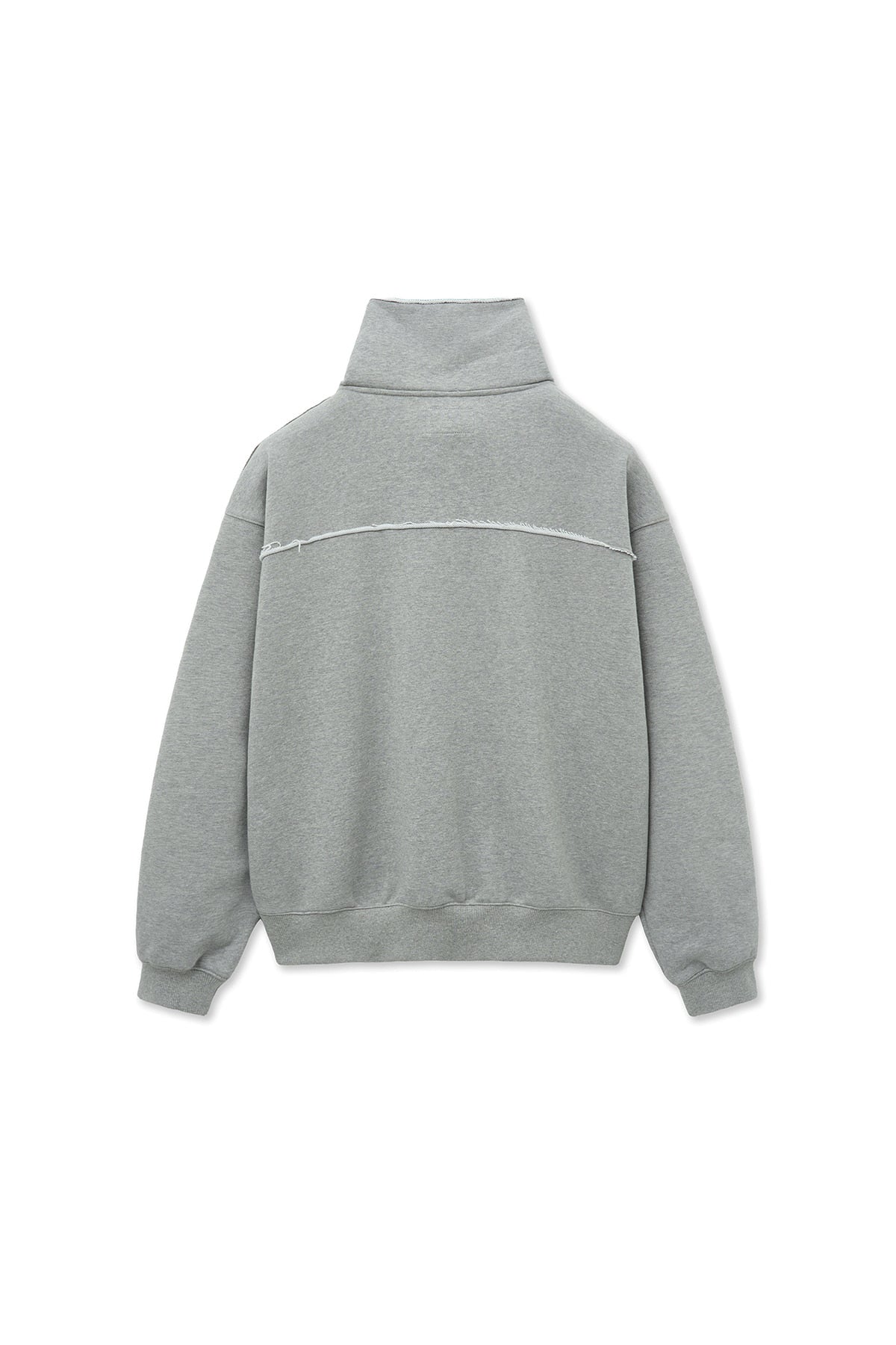[matinkim] CUT OUT HALF ZIP SWEATSHIRT FOR MEN IN GREY