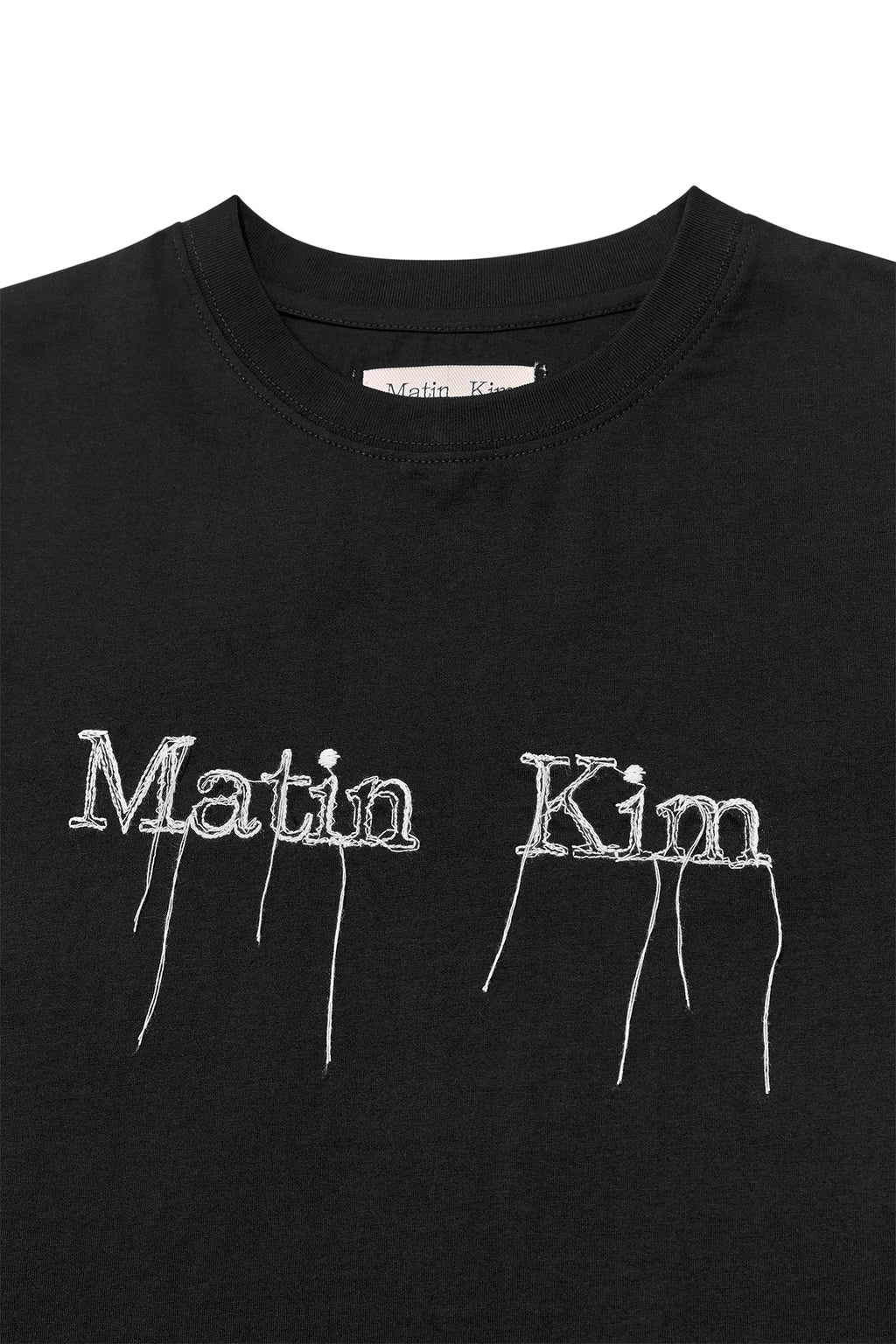 [matinkim] LOGO THREAD POINT CROP TOP IN BLACK