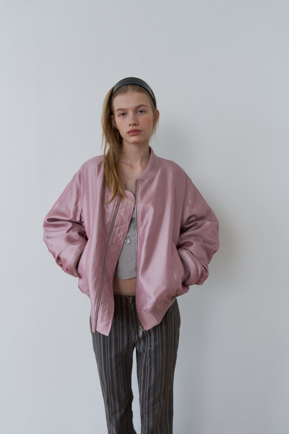 Overdueflair Shimmering Glossy Bomber Indi Pink