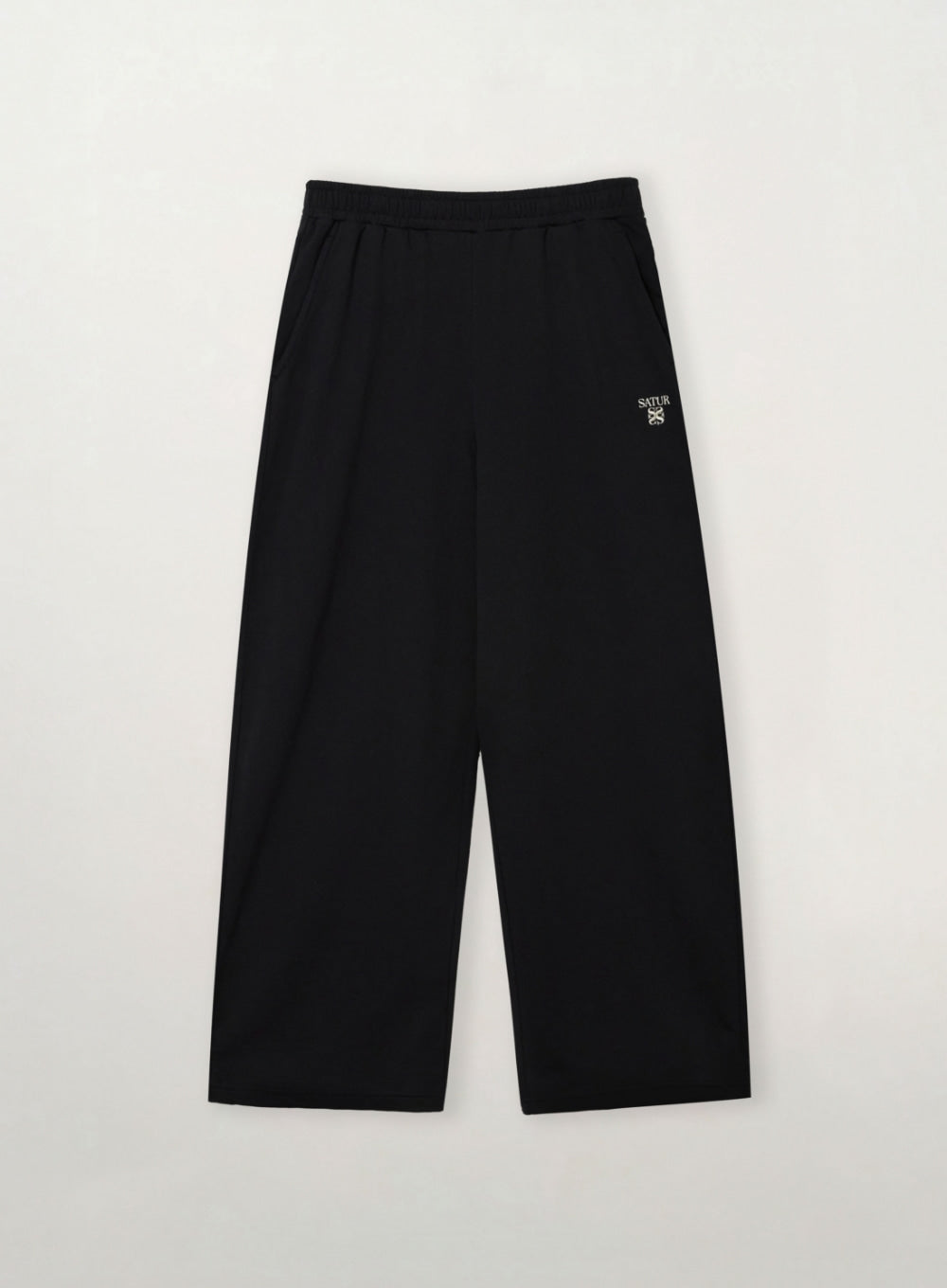 [satur] (W) Loren Small Logo Light Weight Sweatpants - Black