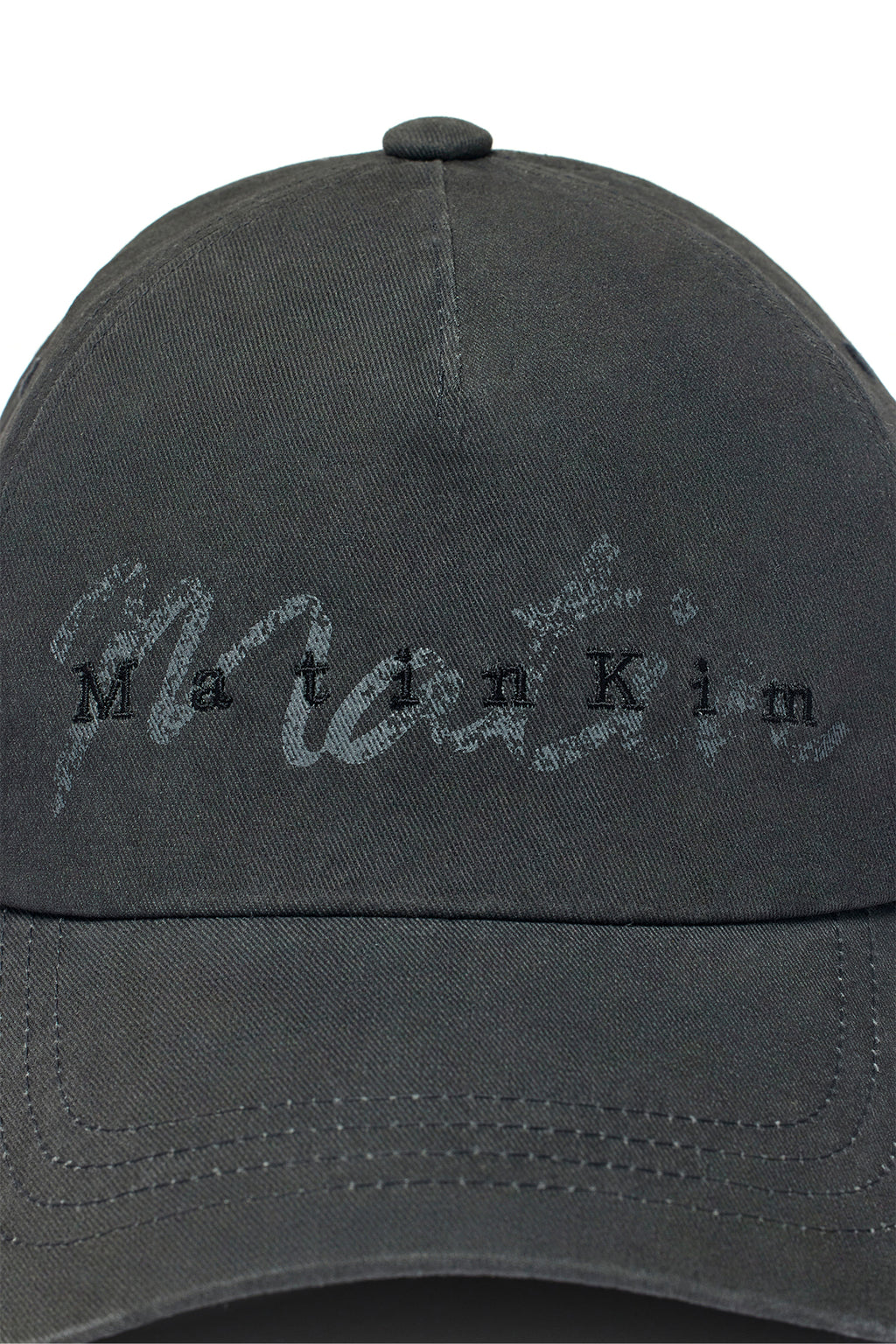 [matinkim] COTTON WASHED CRACK LOGO BALL CAP IN CHARCOAL