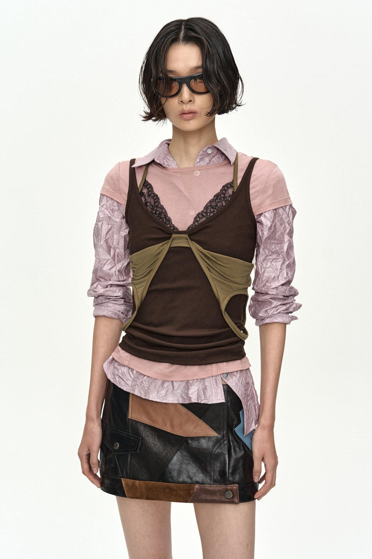 Andersson Bell Crinkled Twist-Tuck Shirt