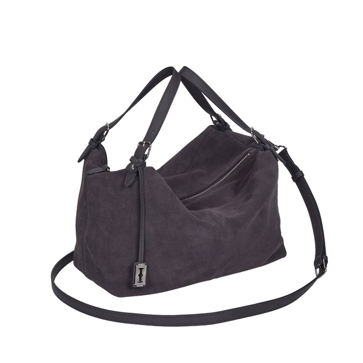 Vunque One Eleven Pucker Suede Tote M Dark Grey