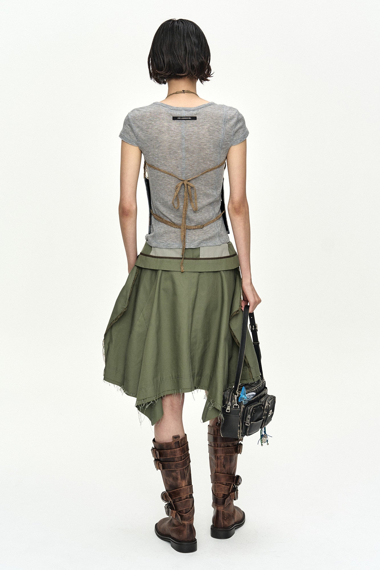 Andersson Bell Belted Denim Printed Lace Bustier