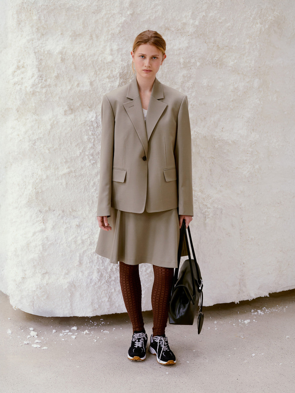 [Low Classic] Flared Midi Skirt_Khaki Beige