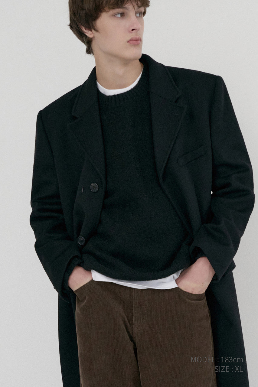 Dunst Unisex 2-Way 3 Button Cashmere Coat Black