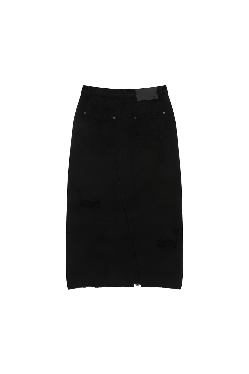 [matinkim] UNBALANCE DAMAGE DENIM SKIRT IN BLACK