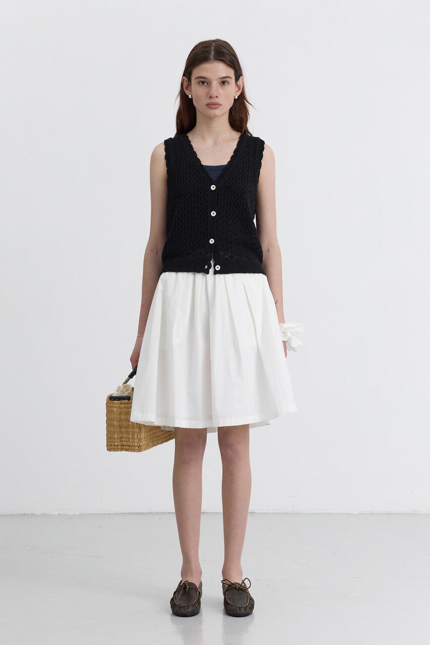 Dunst Crochet Open Knit Vest Black