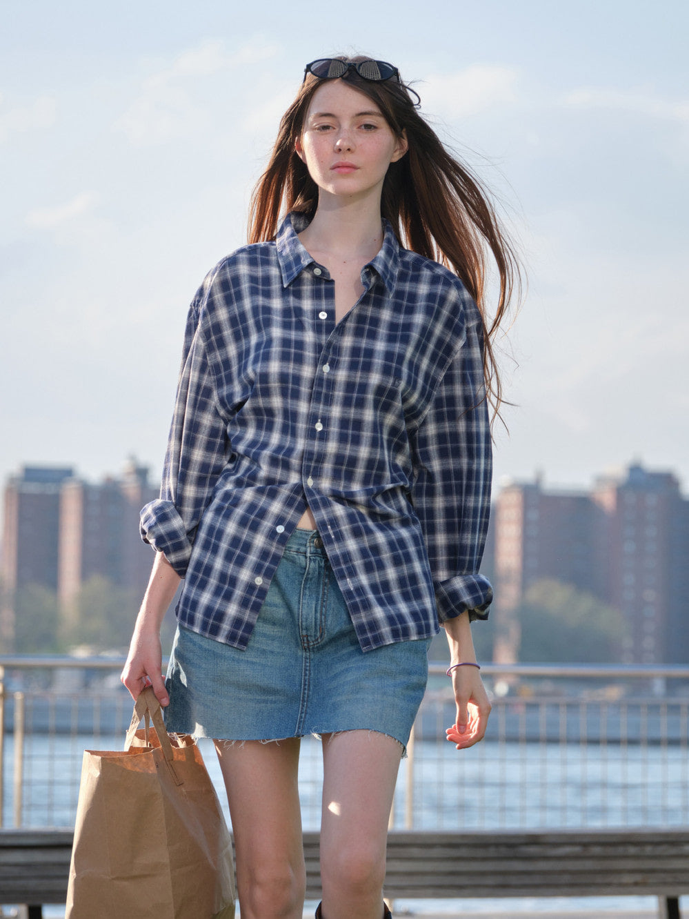 Low Classic Regular-Fit Lc Sheer Checked Shirt Navy