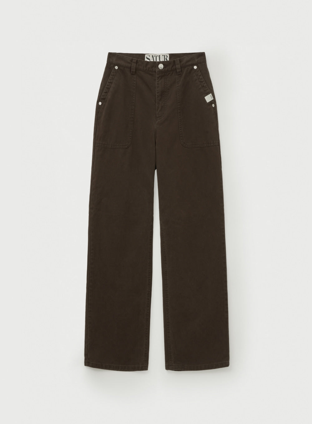 [satur] (W) Dying Semi Wide Fatigue Pants - Brown