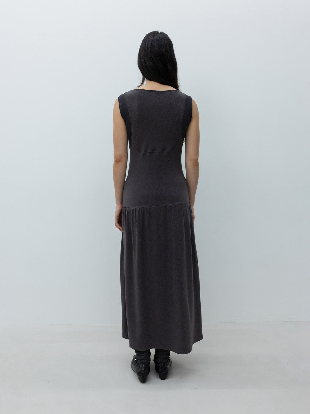 Low Classic Sleeveless Jersey Dress Charcoal