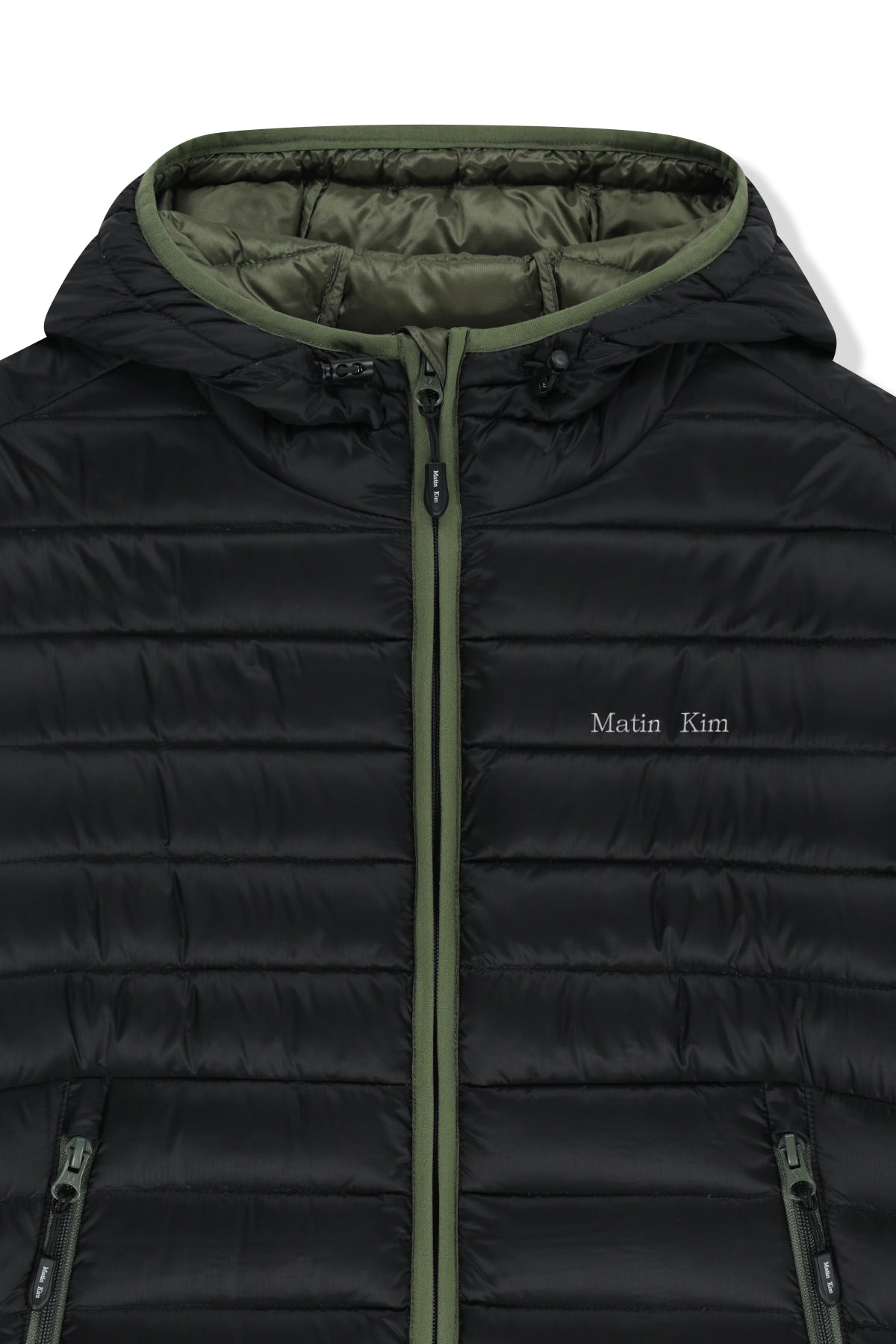 Matinkim Contrast Trim Light Down Hoody Jumper IN Black