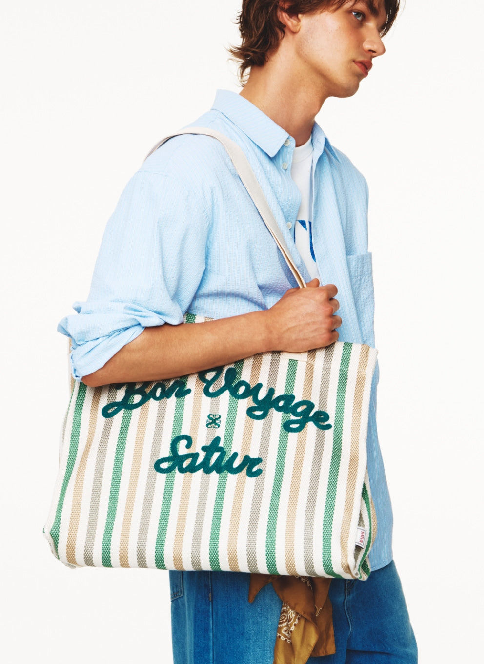 [satur] Bon Voyage Over Size Beach Bag - Green