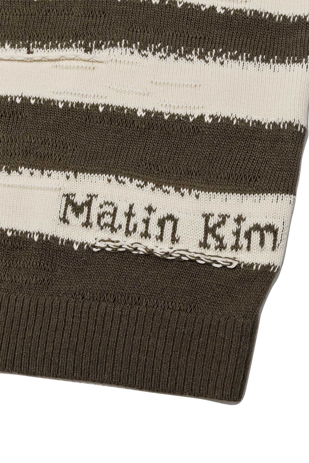 [matinkim] STRIPE VINTAGE LOOSE PULLOVER FOR MEN IN KHAKI BROWN