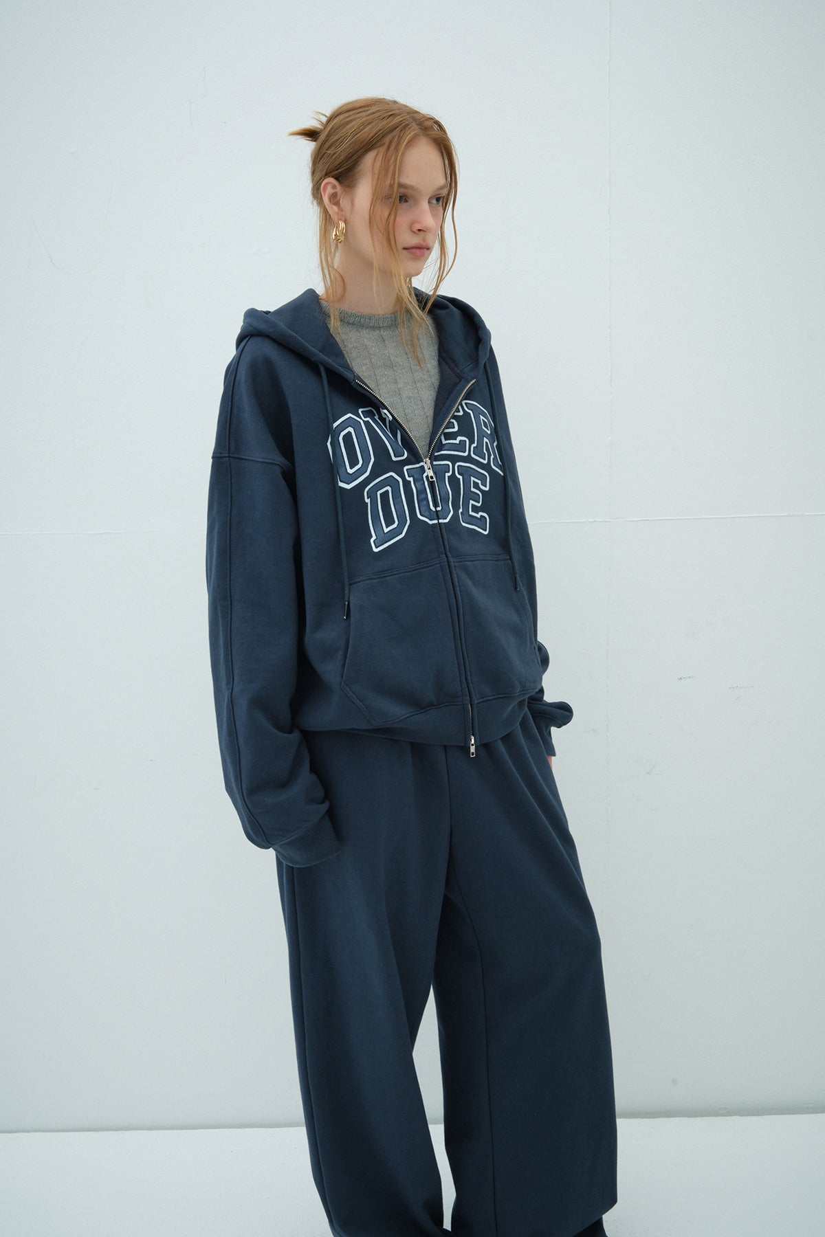 Overdueflair Two-Way Wide Sweat Pants Navy