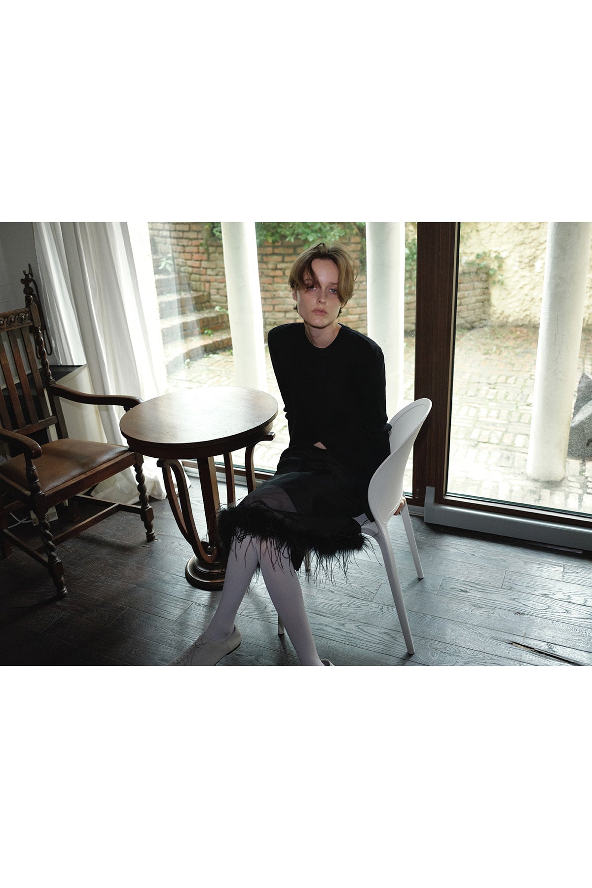 Overdueflair Wool Ribbed Slit Knit Black