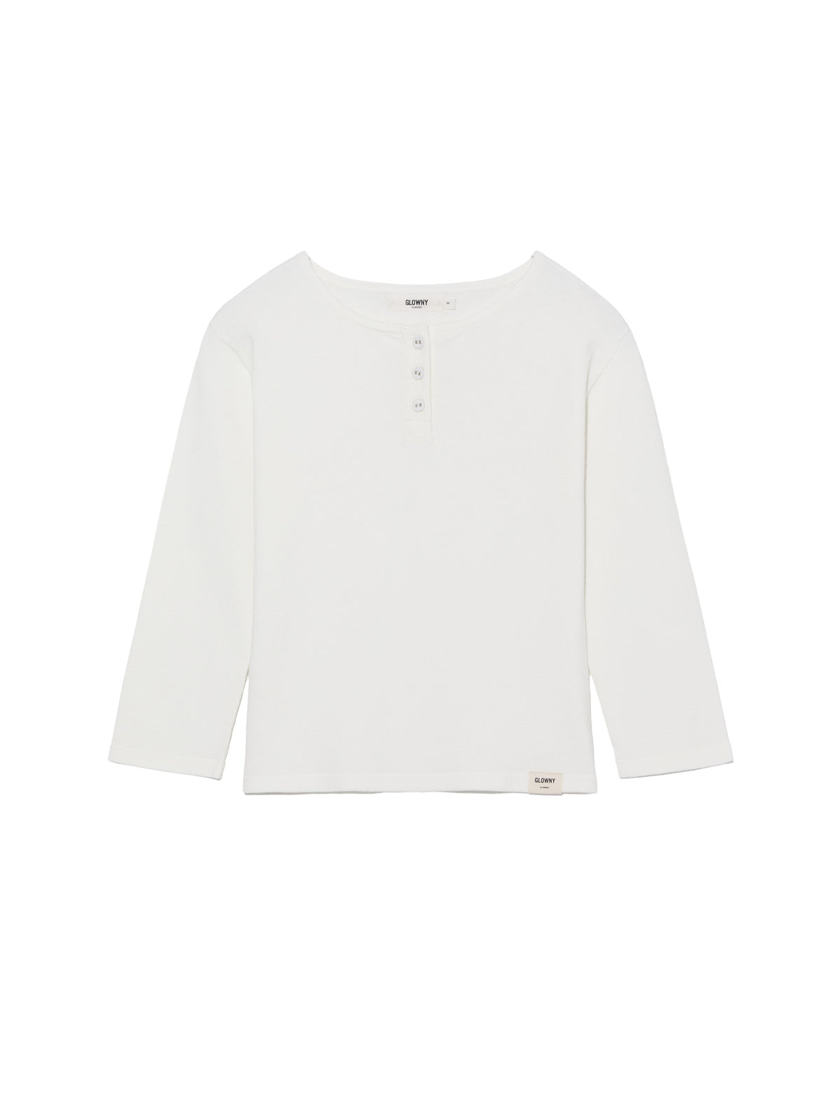 GLOWNY 3/4 Button Fly Knit Tee (White)