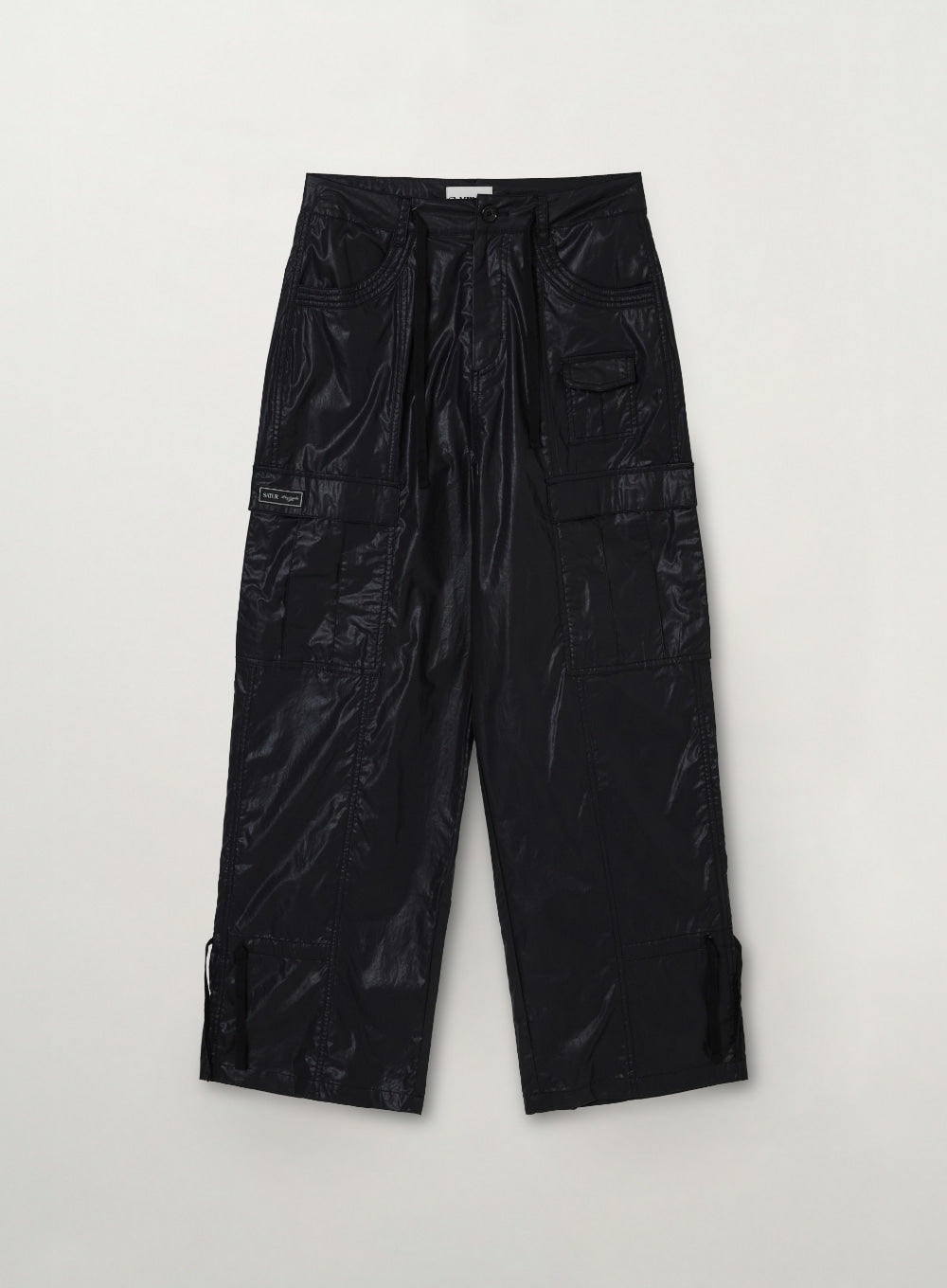 Satur (W) Coated Cotton Cargo Pants - Black