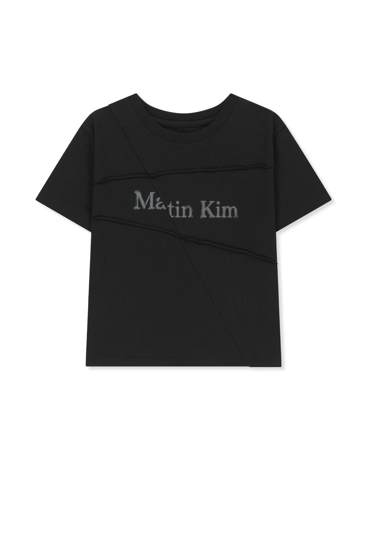Matinkim Diagonal Cut Logo Crop Top IN Black