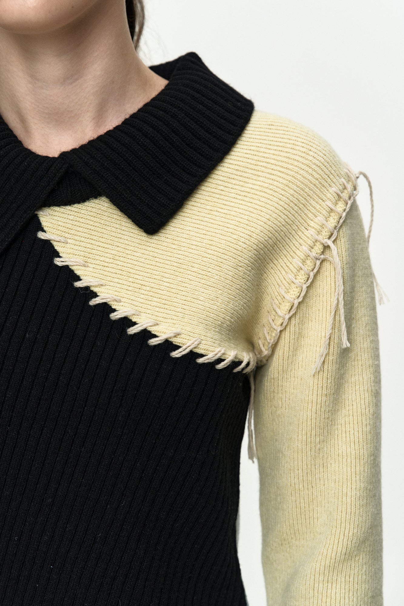 Andersson Bell Asymmetric Panel Collar Sweater