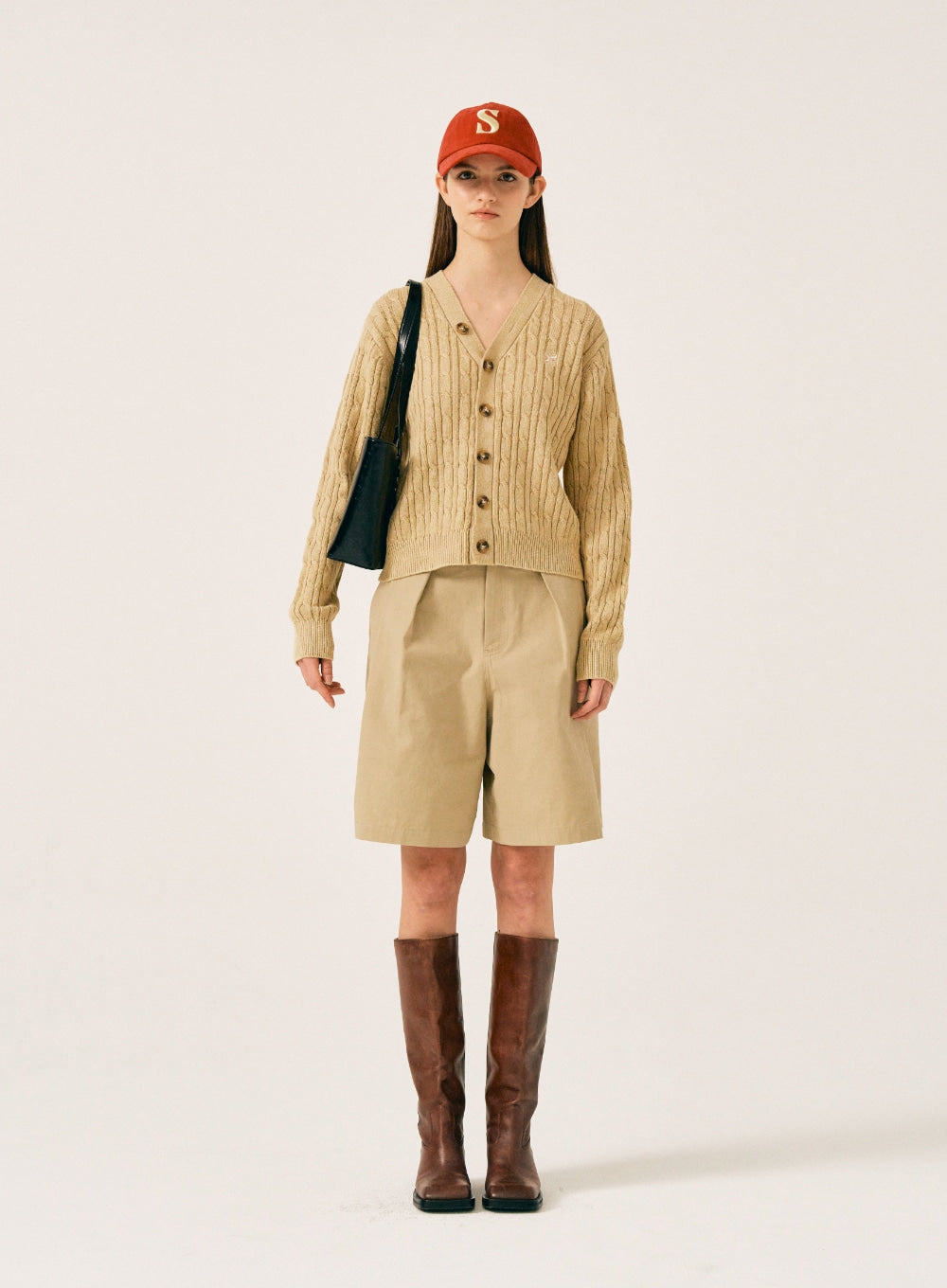 [satur] (W) Faro Over Size Cable Cardigan - Organic Beige