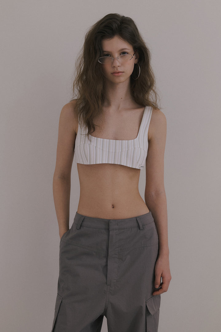 Overdueflair Cotton Curve Bustier Ivory Stripe