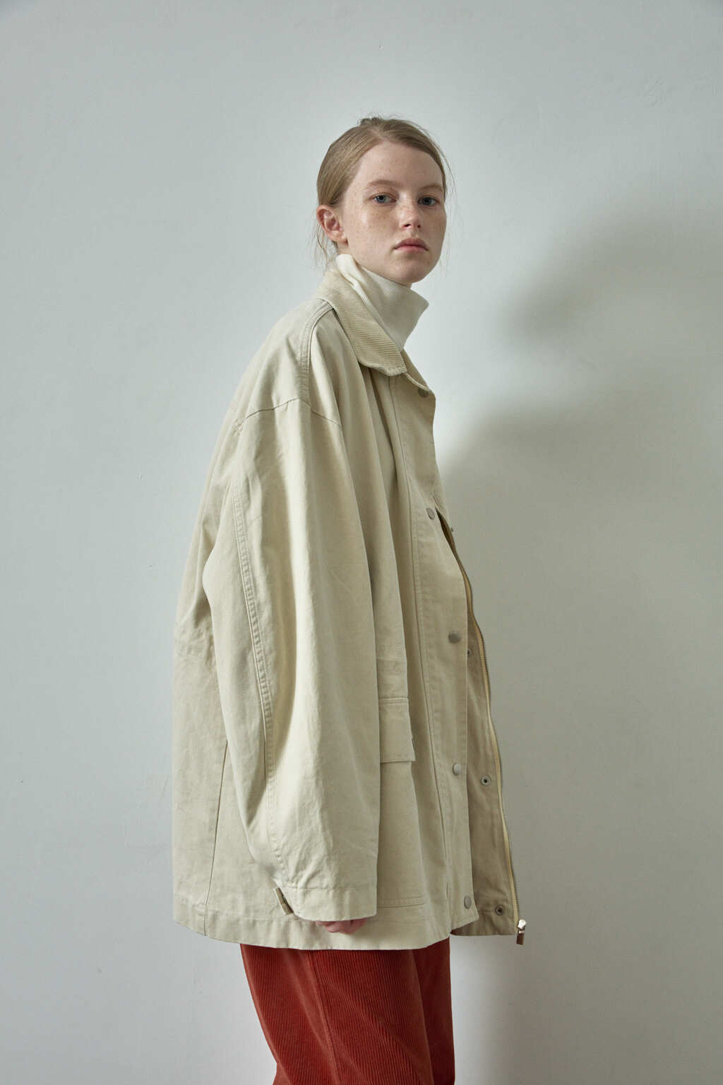 Facade Pattern Cotton Utility Jacket cream